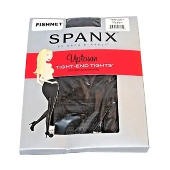 NEW Spanx Women Size Small Black Uptown Tight-End Fishnet Tights - Picture 2 of 6